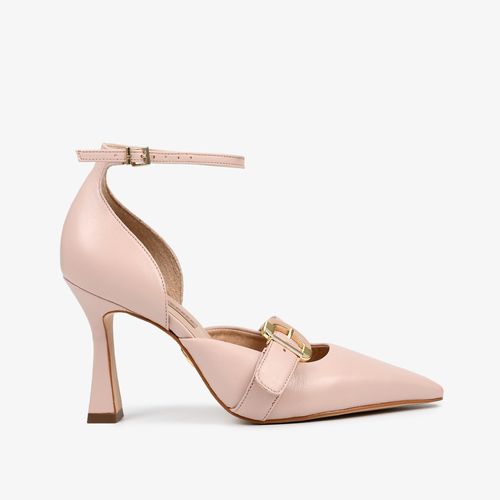 Scarpin Salto Alto Rosê Couro