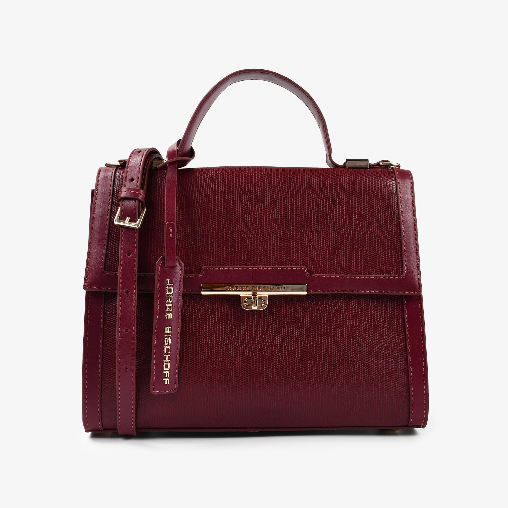 小物 robertobaggio10 Bolsa Satchel Vinho Dark Cherry Couro Croco - Sapatos, Bolsas