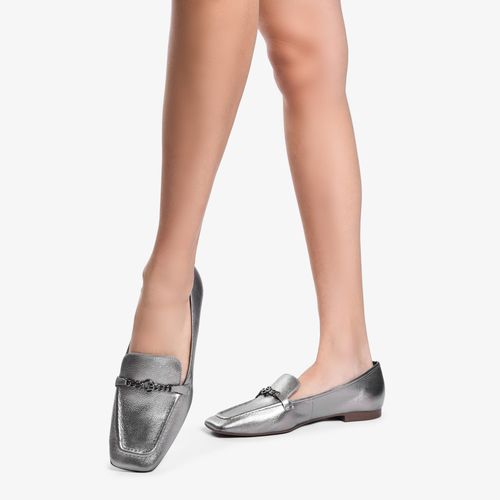 Loafer Bridão Grafite Dourado Couro