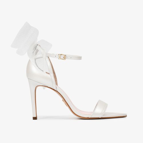 Sandália Branco Say Yes  Laço Couro Acetinado