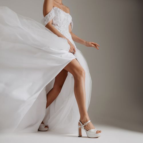 Sandália Branco Say Yes Couro Acetinado