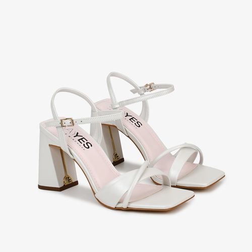 Sandália Branco Say Yes Mandala Jb Couro Acetinado