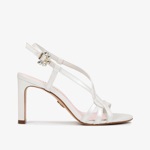 Sandália Branco Say Yes Pedraria Couro Acetinado