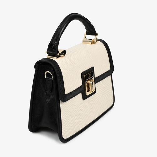 Bolsa Satchel Branco Couro Snake