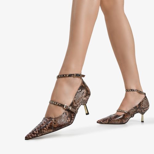 Scarpin Marrom Florença Cobra Python
