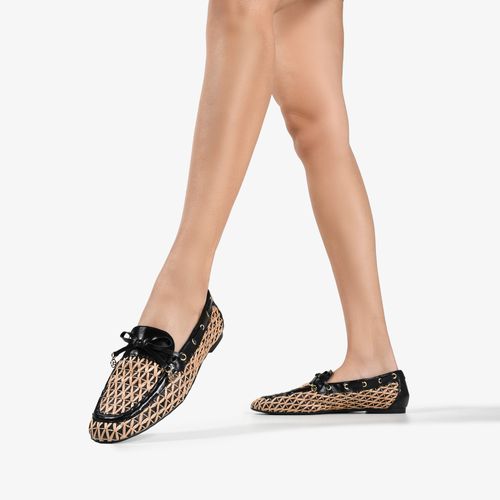 Mocassim Preto Ráfia Natural Couro