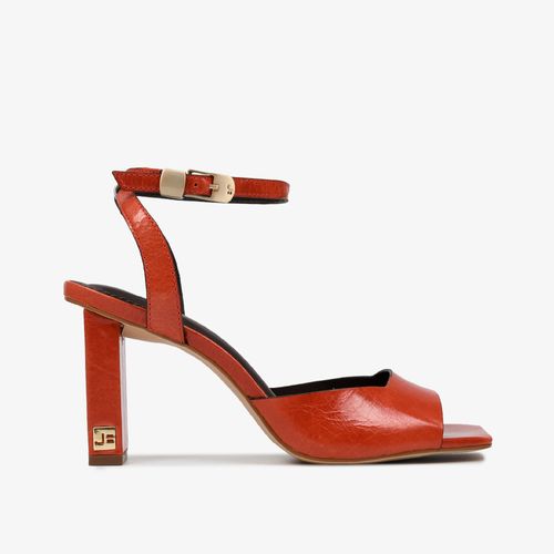 Sandália Laranja Lírio Couro Caseinado