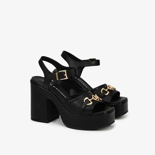 Sandália Plataforma Preto Couro