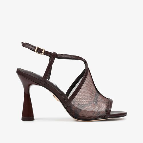 Sandália Marrom Florença Tecido Cobra Couro