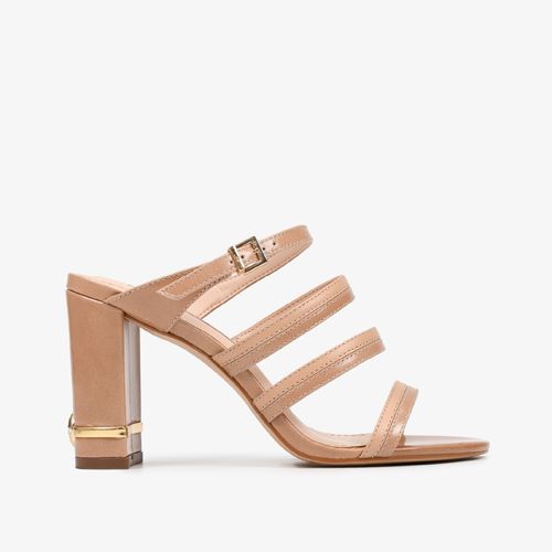 Tamanco Nude Natural Couro Caseinado