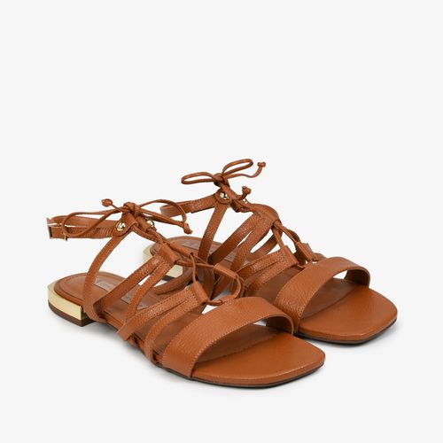 Sandália Marrom Caramelo Couro