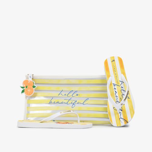 Kit Flat E Necessaire Branco Amarelo Injetado