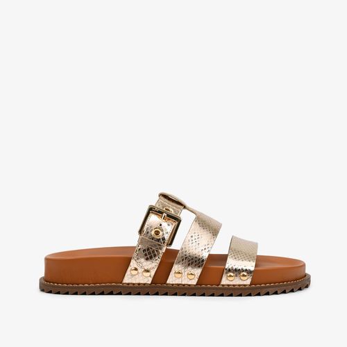 Slide Snake Ouro Tachas Couro