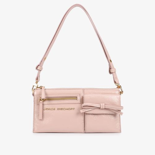 Bolsa Baguete Rosê Couro Verniz Show