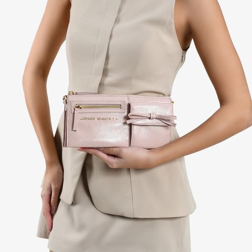 Bolsa Baguete Rosê Couro Verniz Show