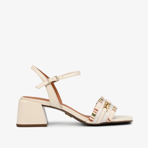 Sandália Off White Brulée Tecido Couro