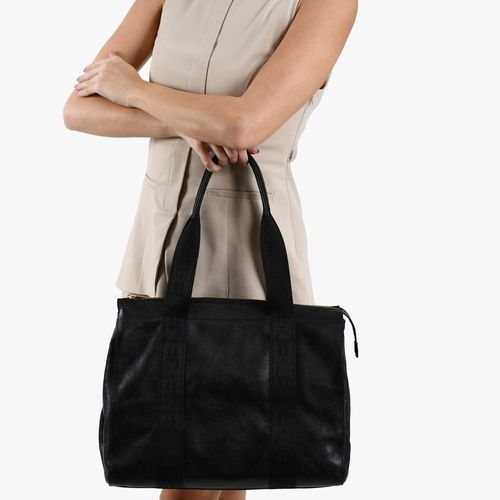 Bolsa Shopping Preto Couro