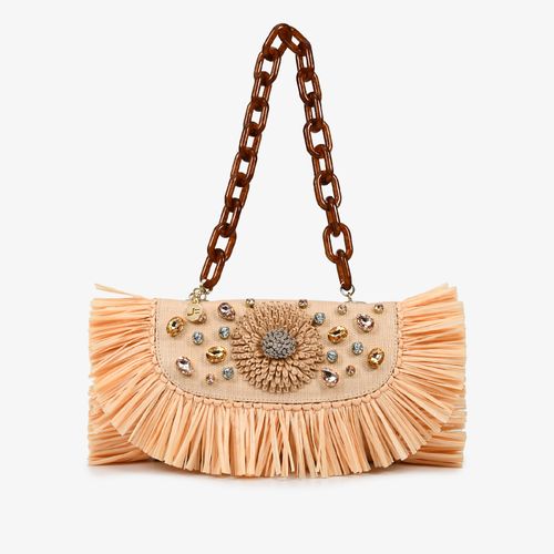 Carry On Feminino Bag Shoulder Ráfia Tramada Tr 011 N.w L.135,0 Cor Ting Pérola