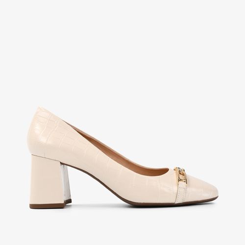 Scarpin Off White Corrente Croco Couro