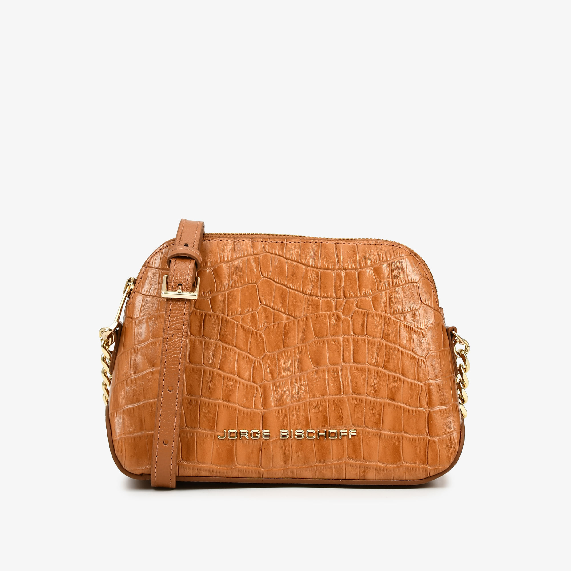 chomi1-07  Carry On Feminino Bag Crossbody Couro Croco Caramelo (op