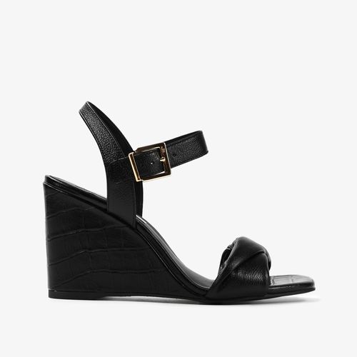 Sandália Anabela Preto Couro