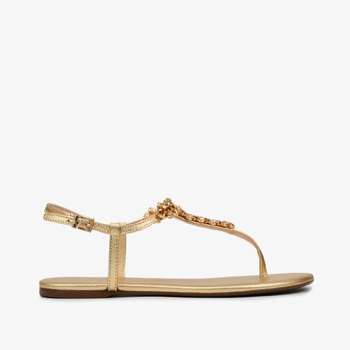 Sandália Dourado Ouro Pedraria Couro