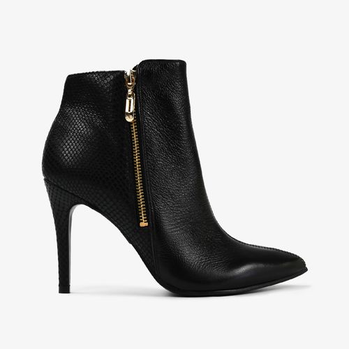 Bota Preto Cano Curto Salto Fino Couro