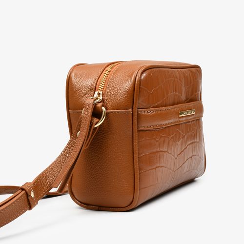 Carry On Feminino Bag Crossbody Couro Croco Nude (op)