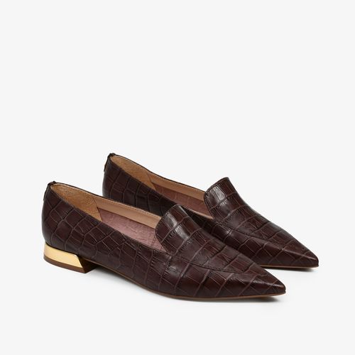 Sapatilha Marrom Couro Croco