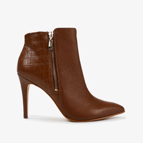 Bota Marrom Cano Curto  Couro Croco