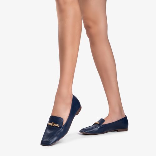 Loafer Azul Marinho Couro