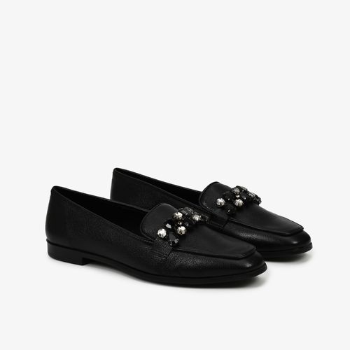 Calçado Fechado Feminino Loafer Couro Floter Preto (op)