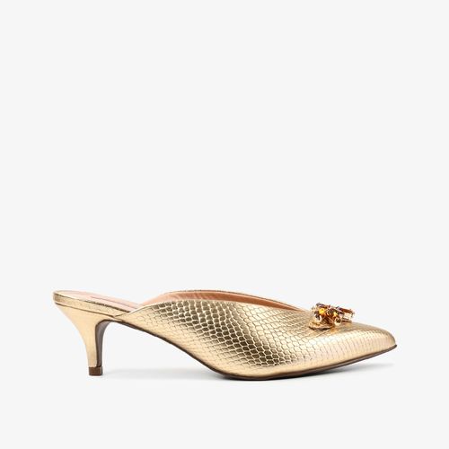 Mule Dourado Ouro Couro Snake