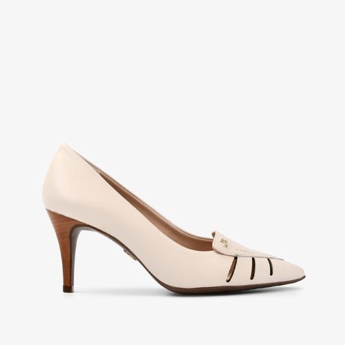 Scarpin Branco Bico Fino Couro