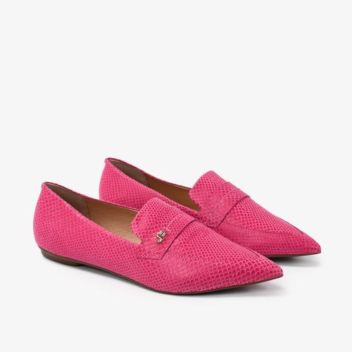 Sapatilha Rosa Bico Fino Couro