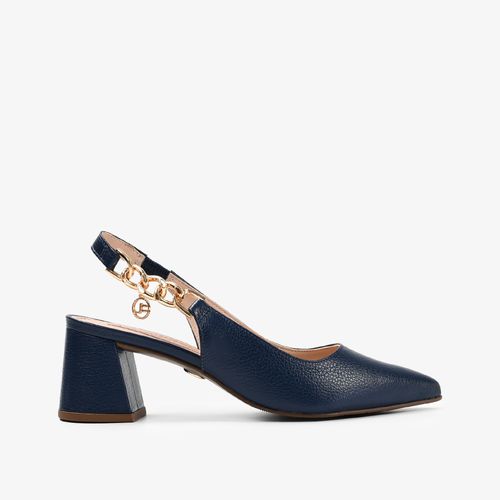 Calçado Fechado Feminino Slingback Couro Floter Marinho (op)