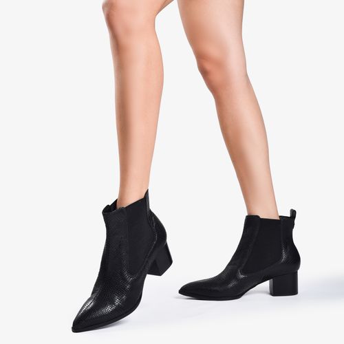 Bota Preto Cano Curto Couro