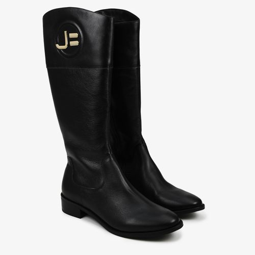 Bota Preto Cano Alto Couro