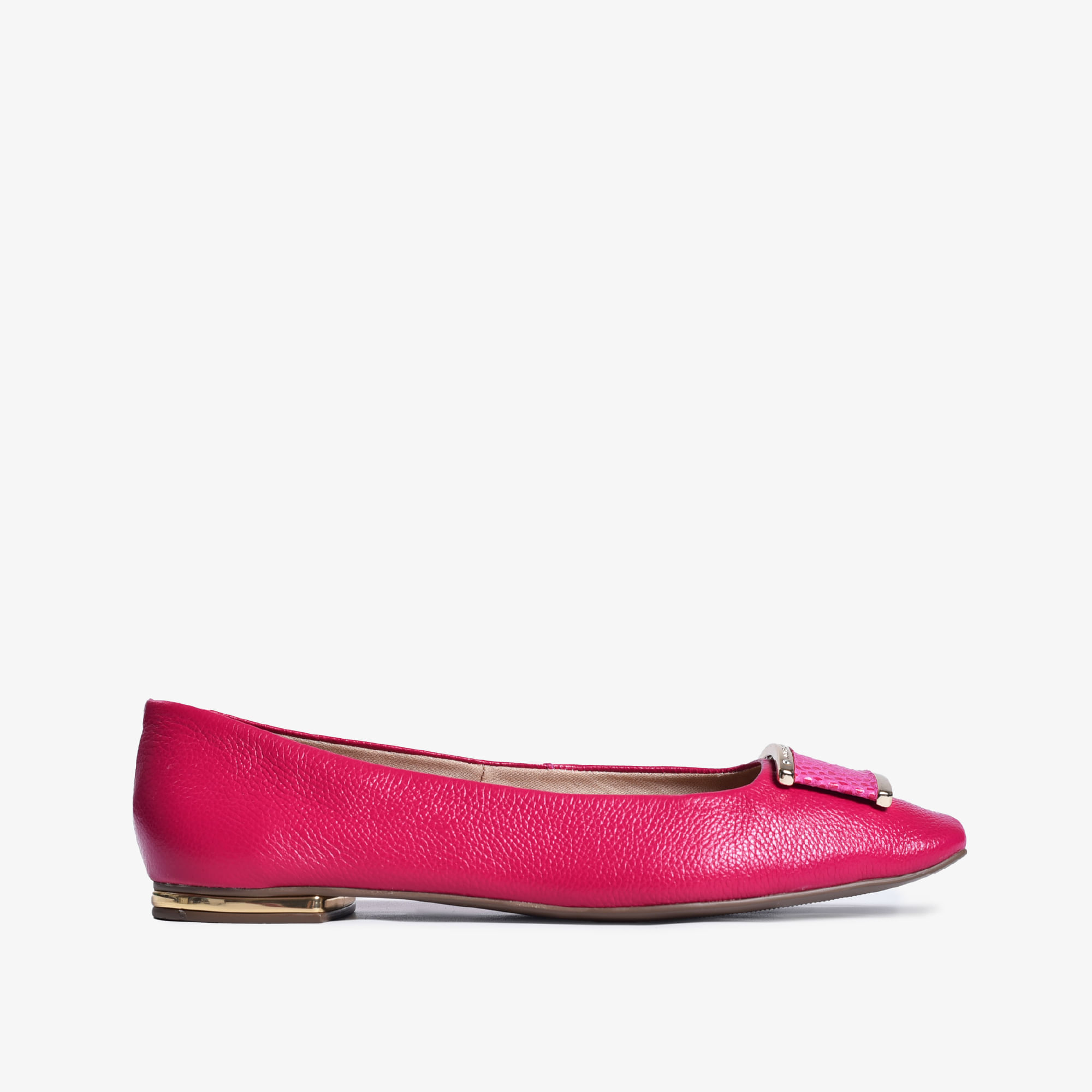 Sapatilha Rosa Dourado Couro