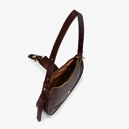 Bolsa Baguete Marrom Florença Couro Caseinado