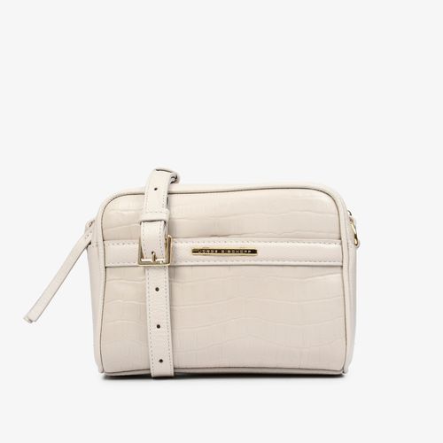 Carry On Feminino Bag Crossbody Couro Croco Branco (op)
