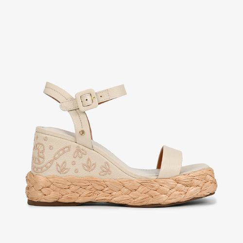 Sandália Anabela Off White Bruleé Cordas Couro