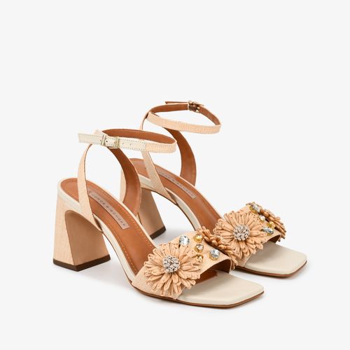 Calçado Aberto Feminino Sandália Ráfia Tramada Tr 011 N.w. Tingido C2000 Pérola