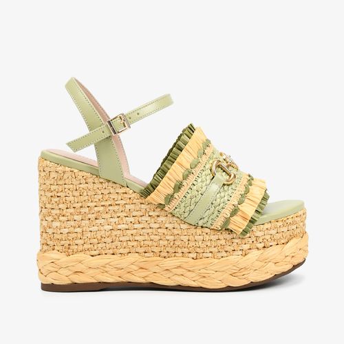 Calçado Aberto Feminino Sandália Tira Ráfia Mc9014 L.9cmcor 301/mate/verde Oliva