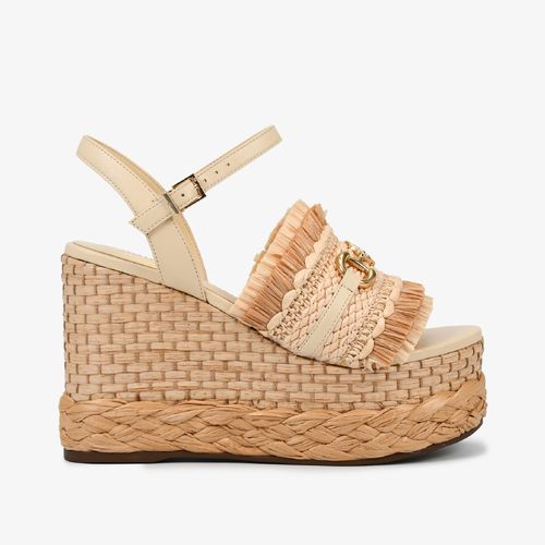 Calçado Aberto Feminino Sandália Tira Ráfia Mc9014 L.9cmcor 304/pérola/areia