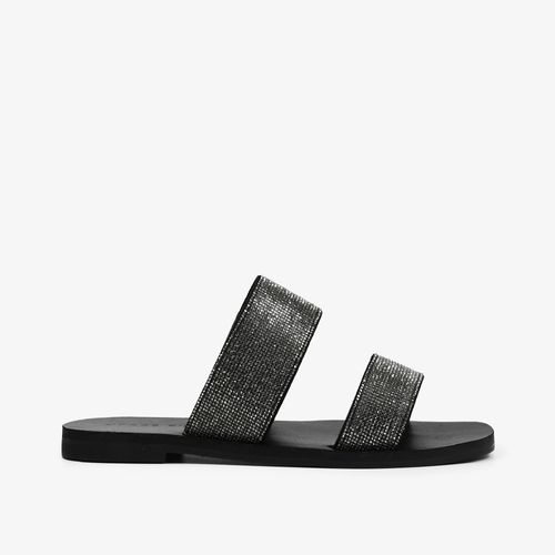 Calçado Aberto Feminino Slide Camurça Xs Preto