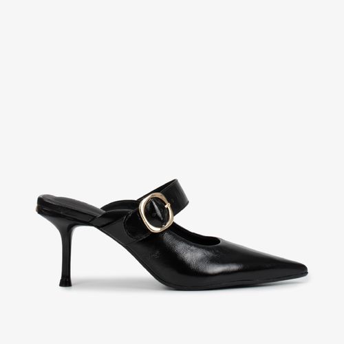 Calçado Fechado Feminino Mule Couro Crinkle Preto