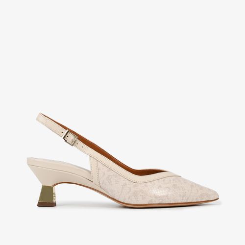 Slingback Off White Brulée Couro Snake