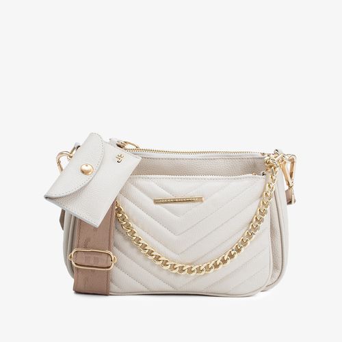 Bolsa Transversal 3 Em 1 Off White Brulée Couro