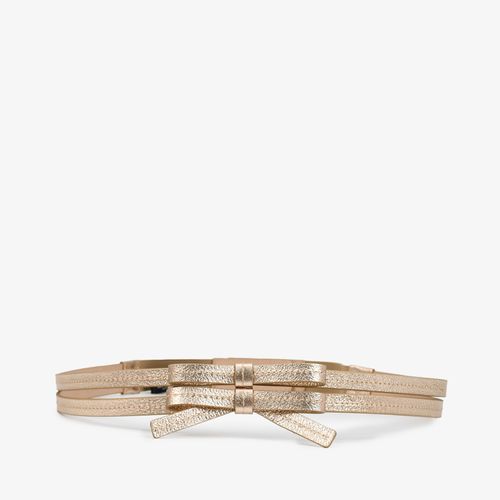 Cinto Metal Ouro Laço Couro